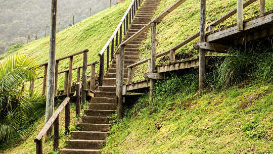 Where Do We Go From Here? What's The Next Step? many staircases branching out in various directions